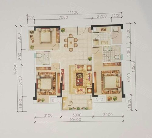 79平米户型图,朝南朝向 