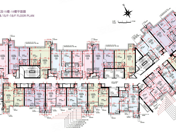 帝御‧星濤第2座
2樓—3樓，5樓—12樓及15樓—18樓平面圖