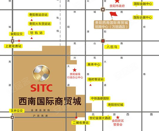 贵阳贵阳西南国际商贸城房价,楼盘户型,周边配套,交通地图,金华镇干井