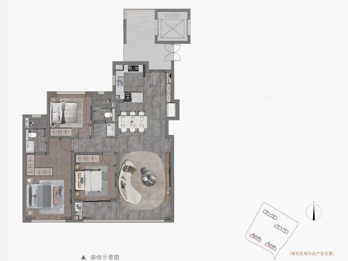 建发·璟玥璟瑜户型，建发·璟玥3室2厅2卫1厨约119.00平米户型图，朝南北朝向 - 武汉安居客