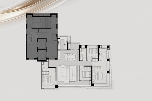 建发·灯湖缦云建面195平米户型,建发·灯湖缦云4室2厅3卫1厨约195.00平米户型图,朝南北朝向 - 佛山安居客