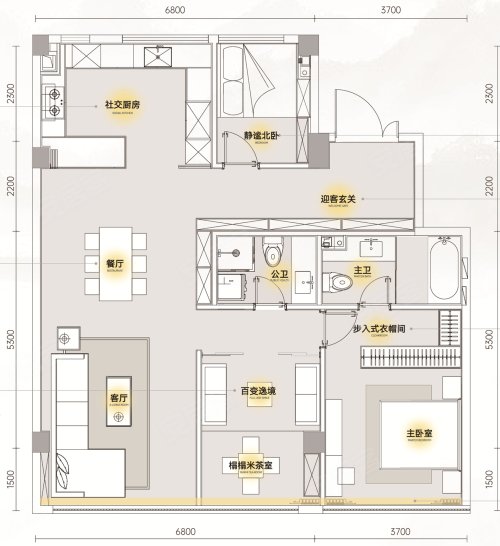 金地九阙台135平户型,金地九阙台3室2厅2卫1厨约135.00平米户型图,朝南北朝向 - 沈阳安居客