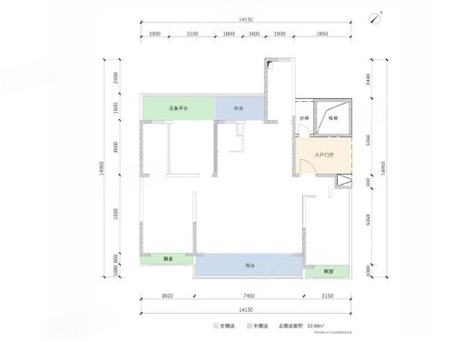 德荣·臻悦府7号楼C户型,德荣·臻悦府3室2厅2卫1厨约173.36平米户型图,朝南北朝向 - 铜川安居客