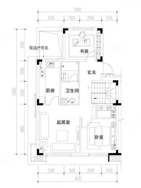 华发绿洋湾华发山庄下叠80㎡户型,华发绿洋湾别墅约80.00平米户型图,朝南北朝向 - 大连安居客