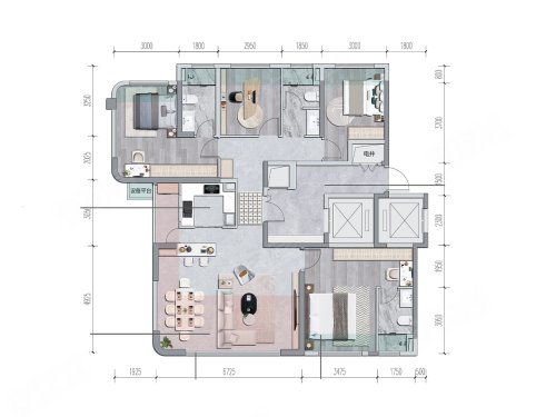 建投轩楹学府B1户型,建投轩楹学府4室2厅3卫1厨约143.00平米户型图,朝南北朝向 - 昆明安居客