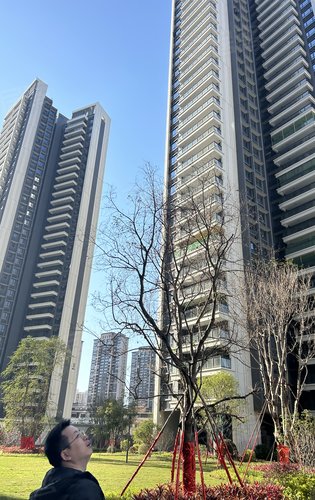 实景拍摄阳光明媚的隆生鹿江花园