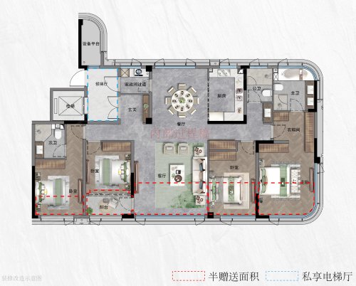 名邦公园一品洋房191平米,名邦公园一品4室2厅3卫1厨约191.00平米户型图,朝南朝向 - 合肥安居客