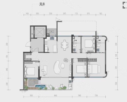 联发嘉和府建面130㎡奇数层,联发嘉和府4室2厅2卫1厨约130.00平米户型图,朝南北朝向 - 重庆安居客