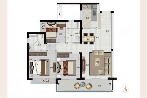 广州融创文旅城b2区a户型,广州融创文旅城3室2厅2卫1厨约99.