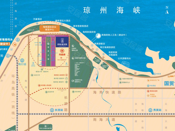 滨海·新天地，海口滨海·新天地房价，楼盘户型，周边配套，交通地图，长滨二路与滨海大道交汇处 - 安居客
