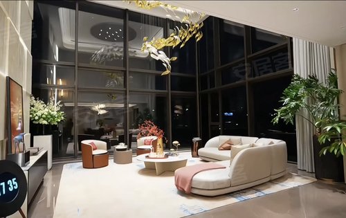 绿城华发·金陵月华动态:7m挑空400平户型样板间实拍-南京安居客