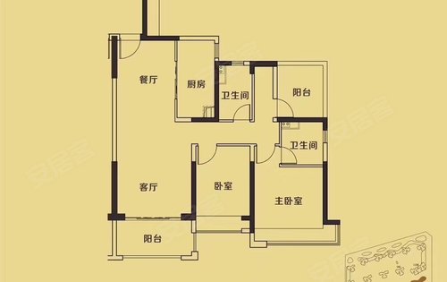 金地天潤自在城動態:107㎡戶型圖,買房找我有優惠噢-惠州安居客