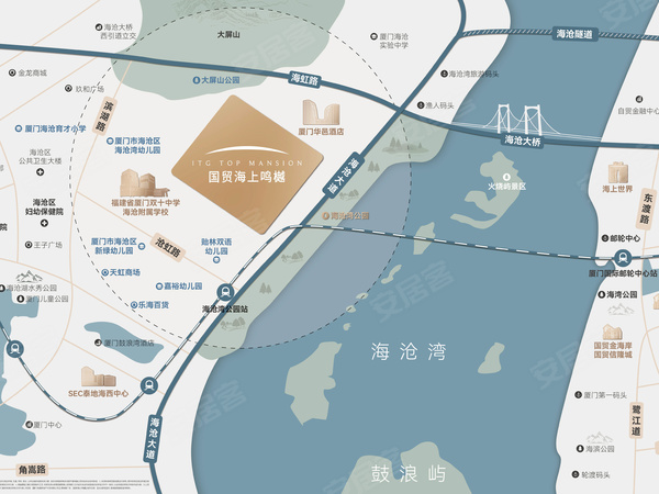 国贸海上鸣樾，厦门国贸海上鸣樾房价，楼盘户型，周边配套，交通地图，海沧大道与沧屏路交叉口北侧 - 安居客