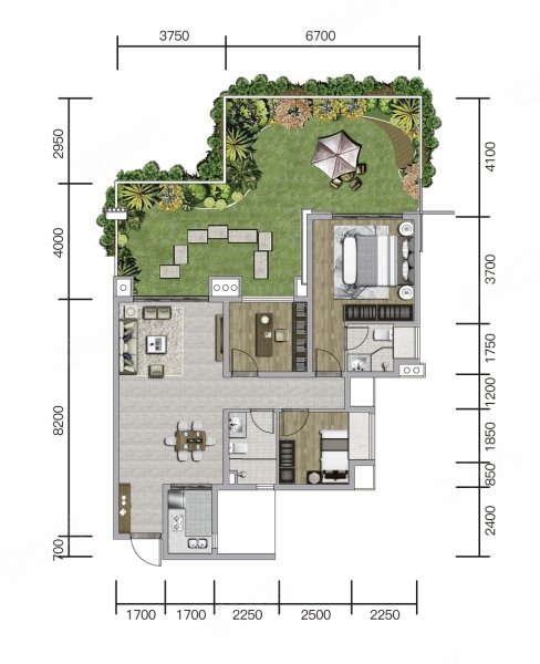 滨江郦城b5-1户型,滨江郦城3室2厅2卫1厨约96.00平米户型图,朝南朝向 