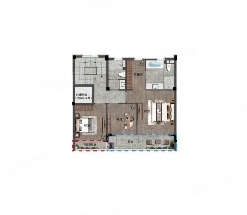 蓝城云栖江南院207方A2户型，蓝城云栖江南院别墅约207.00平米户型图，朝南朝向 - 绍兴安居客