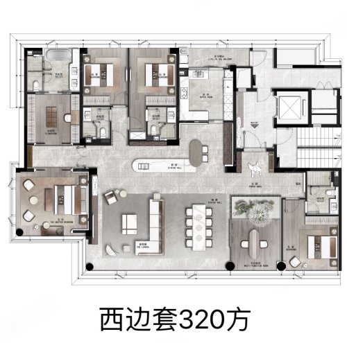 建发缦云320方西边套，建发缦云商业约320.00平米户型图，朝南朝向 - 杭州安居客