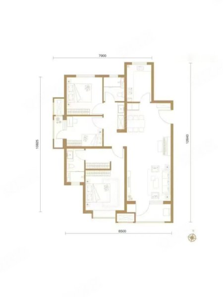 金融街金悦府122㎡三居户型，金融街金悦府3室2厅1卫1厨约122.00平米户型图，朝南北朝向 - 廊坊安居客