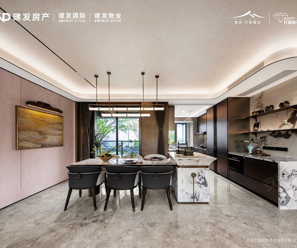 建发·灯湖缦云建面195平米户型,建发·灯湖缦云4室2厅3卫1厨约195.00平米户型图,朝南北朝向 - 佛山安居客