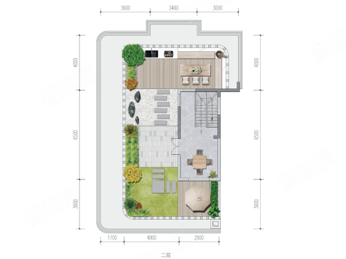 建投轩楹学府C2跃层，建投轩楹学府5室2厅3卫1厨约188.00平米户型图，朝南北朝向 - 昆明安居客