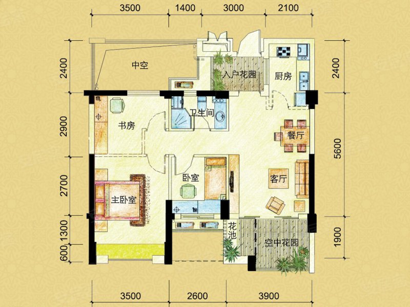 3期a2户型3室2厅1卫0厨