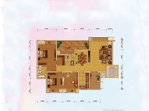 万和星城B区D4户型,万和星城4室2厅2卫1厨约139.99平米户型图,朝东北朝向 - 铜仁安居客