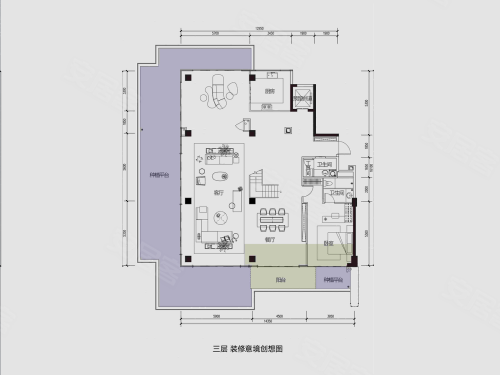 玺宸上院345平中叠东西边户,玺宸上院4室2厅5卫1厨约345.00平米户型图,朝南朝向 - 西安安居客