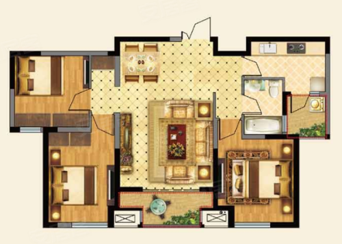 00平米户型图,朝南朝向 - 六安安居客