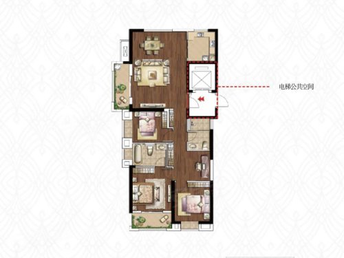 大华铂金瑞府三期D5户型,大华铂金瑞府三期3室2厅2卫1厨约142.00平米户型图,朝南北朝向 - 武汉安居客
