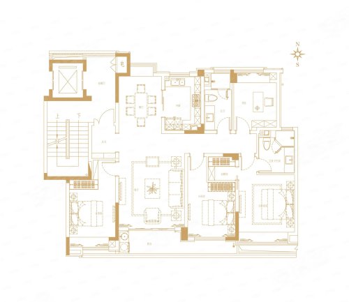 蓝城蘭园143m²户型，蓝城蘭园4室2厅2卫1厨约143.00平米户型图，朝南北朝向 - 徐州安居客