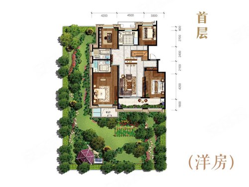 龙湖春江天玺H户型,龙湖春江天玺4室2厅1卫2厨约143.00平米户型图,朝南朝向 - 平湖安居客