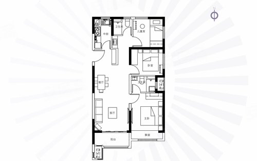 98平全装三房户型设计三面采光纯正南北通透即将开盘欢迎咨询