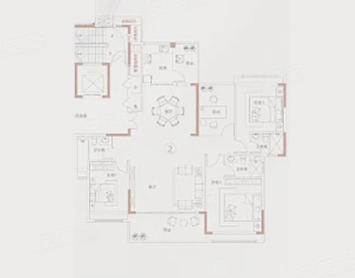 锦绣致美家园建面175平米户型,锦绣致美家园4室2厅3卫1厨约175.00平米户型图,朝南朝向 - 佛山安居客