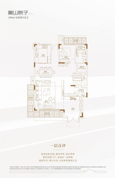 御龙山290平叠墅,御龙山5室4厅5卫1厨约290.00平米户型图,朝南朝向 - 开平安居客