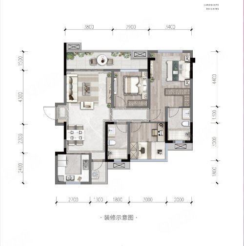 金为·潇湘首座揽庭B1户型,金为·潇湘首座3室2厅2卫1厨约108.00平米户型图,朝南朝向 - 怀化安居客