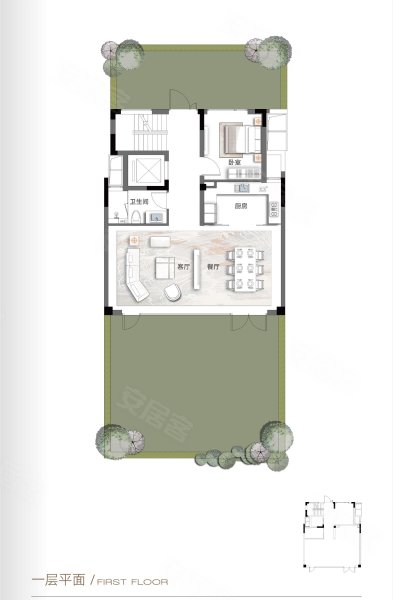 建杭·建澜府205方排屋户型,建杭·建澜府别墅约205.00平米户型图,朝南朝向 - 绍兴安居客