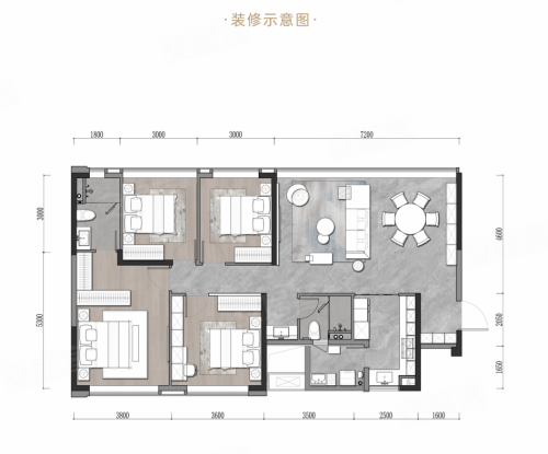 经开发展东安首府143平米,经开发展东安首府4室2厅2卫1厨约143.00平米户型图,朝南朝向 - 成都安居客