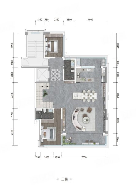 锦宸院二期上玺云玺上叠户型,锦宸院二期上玺别墅约272.00平米户型图,朝南北朝向 - 成都安居客