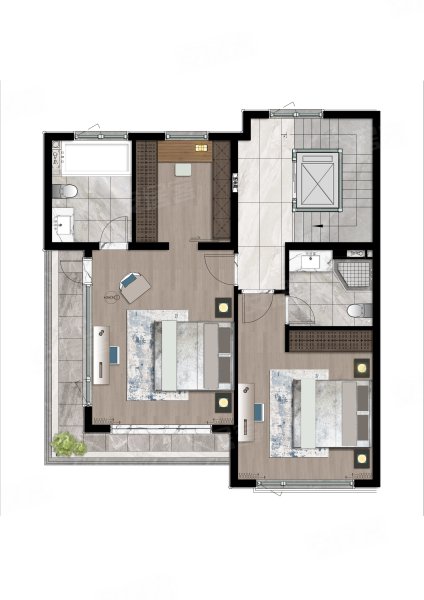 蓝城凤鸣雅苑280N1户型,蓝城凤鸣雅苑5室2厅6卫1厨约280.00平米户型图,朝南朝向 - 金华安居客