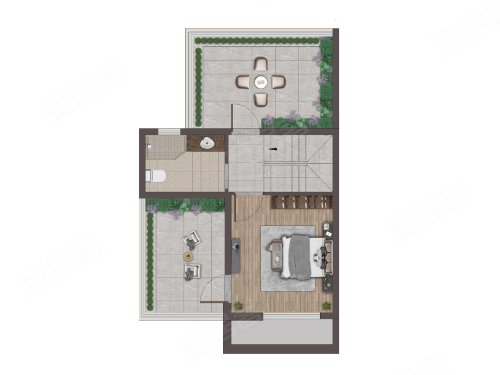 朗诗溪涧雅庐叠排A户型,朗诗溪涧雅庐别墅约110.00平米户型图,朝南朝向 - 杭州安居客