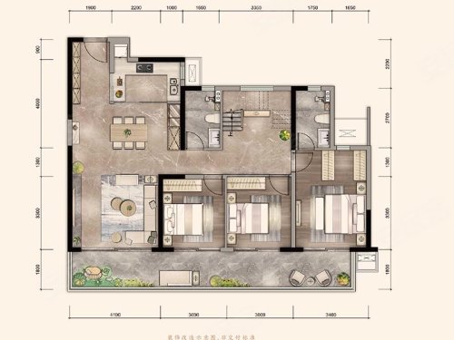建发央著E户型，建发央著6室3厅4卫1厨约123.00平米户型图，朝南朝向 - 南宁安居客