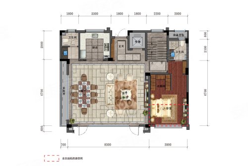滨江湖畔春晓PB户型，滨江湖畔春晓别墅约225.00平米户型图，朝南朝向 - 湖州安居客