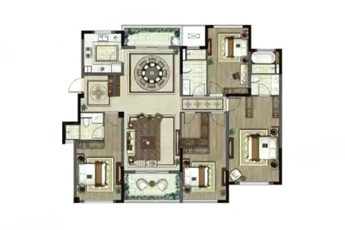 雅居乐常乐府花间常乐A2洋房户型,雅居乐常乐府4室2厅3卫1厨约169.00平米户型图,朝南朝向 - 常州安居客