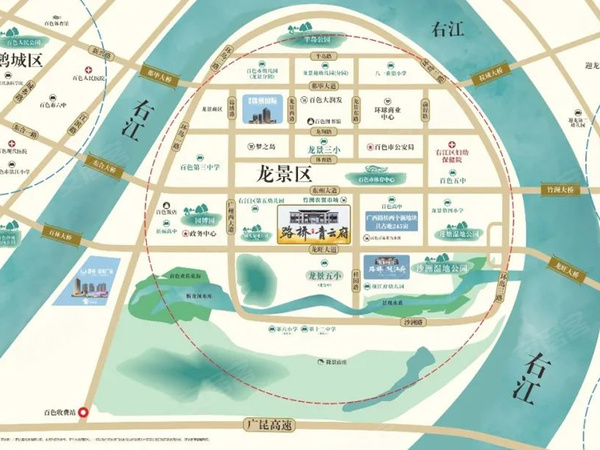 路桥·青云府,百色路桥·青云府房价,楼盘户型,周边配套,交通地图,龙旺大道中段·龙景五小对面 - 安居客