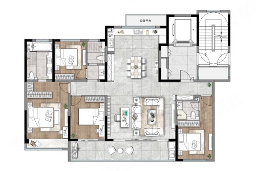 风华瓴著188㎡户型,风华瓴著4室2厅3卫1厨约188.00平米户型图,朝南朝向 - 常州安居客