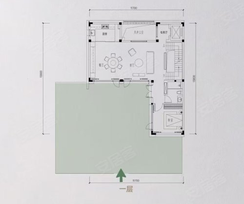 和家园玺园·长流200方合院户型,和家园玺园·长流别墅约200.00平米户型图,朝南朝向 - 杭州安居客