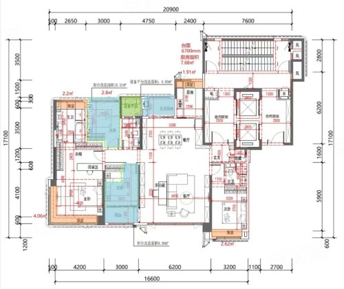 建发缦云188户型云朗，建发缦云4室2厅3卫1厨约188.00平米户型图，朝南北朝向 - 长沙安居客