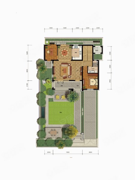 青山湖玫瑰园210方户型，青山湖玫瑰园别墅约210.00平米户型图，朝南朝向 - 杭州安居客