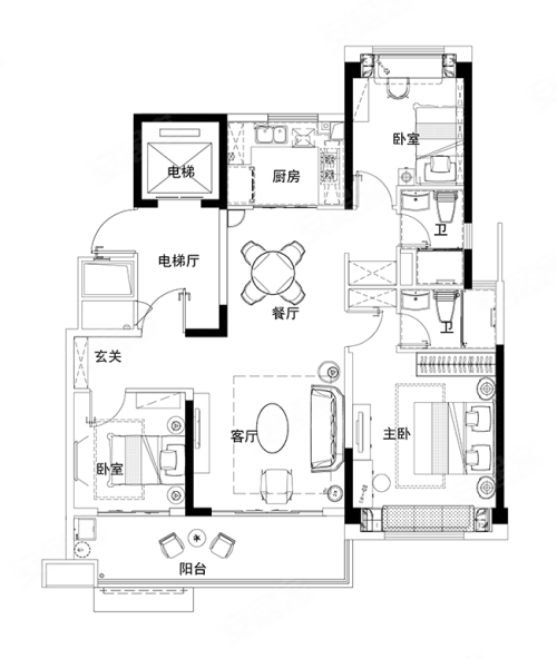 碧桂园锦绣江山120户型,碧桂园锦绣江山3室2厅2卫1厨约120.00平米户型图,朝南朝向 - 阜阳安居客