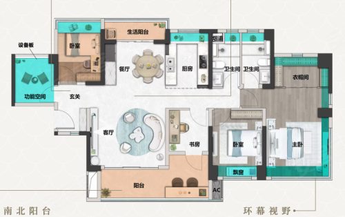 保利琅悦花园128方3房,保利琅悦花园3室2厅2卫1厨约128.00平米户型图,朝南朝向 - 肇庆安居客