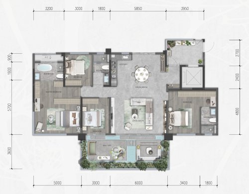 科学城置业龙湖凤栖湖畔建面143缦阁户型,科学城置业龙湖凤栖湖畔4室2厅3卫1厨约143.00平米户型图,朝南朝向 - 重庆安居客